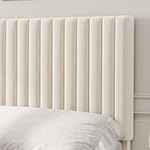 IDEALHOUSE King Bed Frame with Adjustable Headboard, Velvet Upholstered Platform King Size Bed Frame, Vertical Channel Tufted, Strong Wooden Slats, No Box Spring Needed, Easy Assembly, Beige