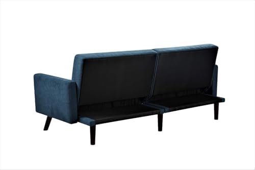 Container Furniture Direct Hasano 79" Sleeper Sofa Bed - Reclining Convertible to Full Bed - Tufted Linen Upholstery, Wooden Legs - Space-Saving Sofa Bed(79" L x 33" W x 33" H), Blue