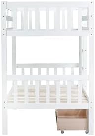 Harper & Bright Designs Wood Twin-Over-Twin Bunk Bed with 2 Storage Drawers and Ladder - Can Be Divided Into Two Platform Beds, White