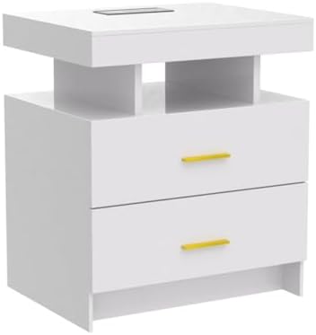 HNEBC LED Nightstand Set of 2 with Charging Station for Bedroom,Black