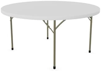 Set 5 Pack! 60-Inch Round Granite White Plastic Folding Tables - Heavy Duty Banquet Tables