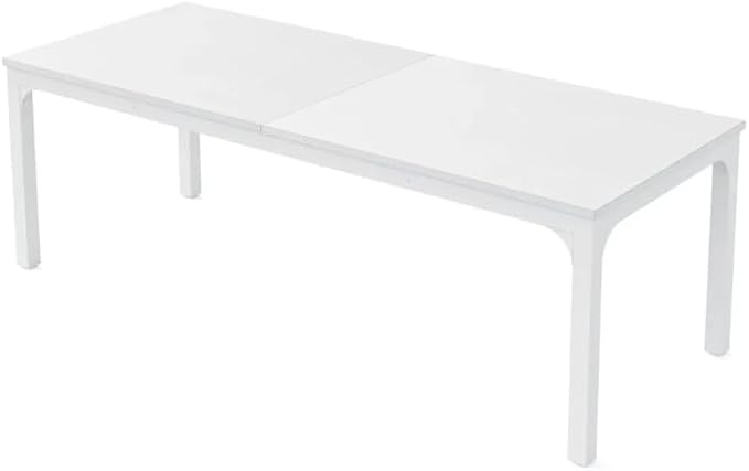 Practical Computer Desk,Rectangle Conference Table,Executive Desk(Only Table) (White + Iron + MDF)