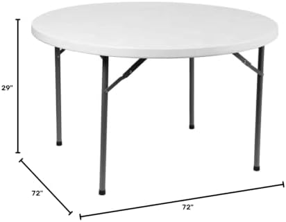 (10 Pack) 72 Inch Round Folding Table – Durable Plastic, Commercial Strength – Ideal for Events, Parties, Banquets