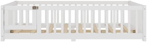 Bellemave Full Montessori Floor Bed Frame with Slats,White