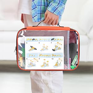 Rexmica 4-piece Toy Storage Organizer Bag, Travel Organizer Case for Building Blocks, Dolls, Crafts, Magnetic Building Tiles, Blocks Toy Storage Bag with Visible Top