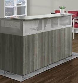 NBF Reception Desk Front Counter Workstation for Office Lobby Reception Area, 75" W x 29" D, Gray, At Work Collection
