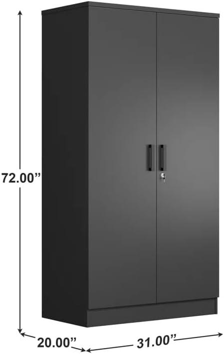 Woodpeckers Furniture And Mattress 2 Doors Wardrobe with Shelves (Black)