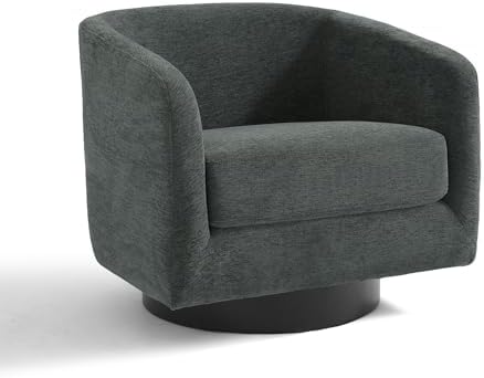 Swivel Accent Chair, Chenille Barrel Club Chair, Gray