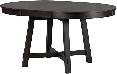 Knocbel Farmhouse Extendable Round Dining Table, Kitchen Dining Room Table with X-Shaped Base, 300lbs Weight Capacity, Standard Height, Espresso Table