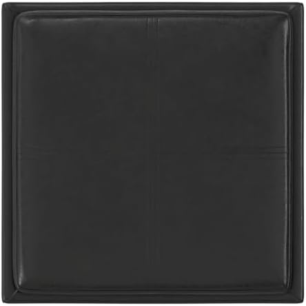 SIMPLIHOME Rockwood 17" Vegan Leather Storage Ottoman in Distressed Black
