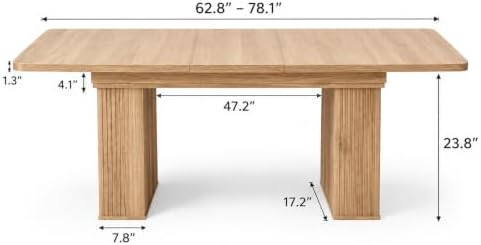 63-78" Modern Farmhouse Extendable Dining Table for 4 6 8, Oak