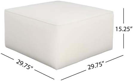 Christopher Knight Home Isa Velvet Ottoman Footstool, Square Pouf Poufee Footrest Ottoman Large Seat, Modern Side Table for Living Room Bedroom Home Decor, Cream, 30"