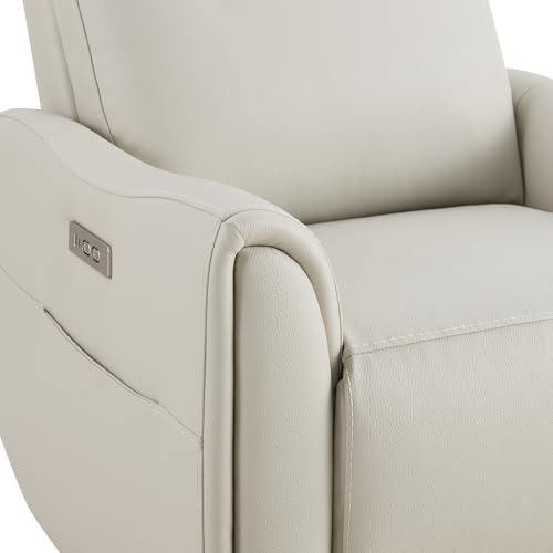 Watson & Whitely Power Swivel Recliner Chairs for Adult, Faux Leather Cream