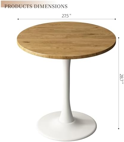 Round Dining Table 27.5" Circle Tulip Table for 4 People,Oak