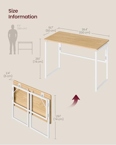 VASAGLE Folding Desk, Small Computer Desk, Foldable Table 39.4 Inch