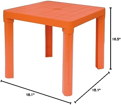 Baby Lulu Children's Light Poly Play Table - 18.1" x 18.1" - Storable - Made in Italy - Orange