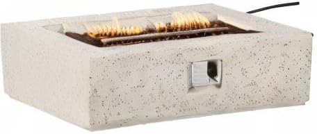 COSIEST Outdoor Propane Fire Pit Coffee Table, 42-inch x 13-inch Terrazzo Rectangle Base Patio Heater w Certified, 50,000 BTU Stainless Steel Burner, Free Lava Rocks and Rain Cover