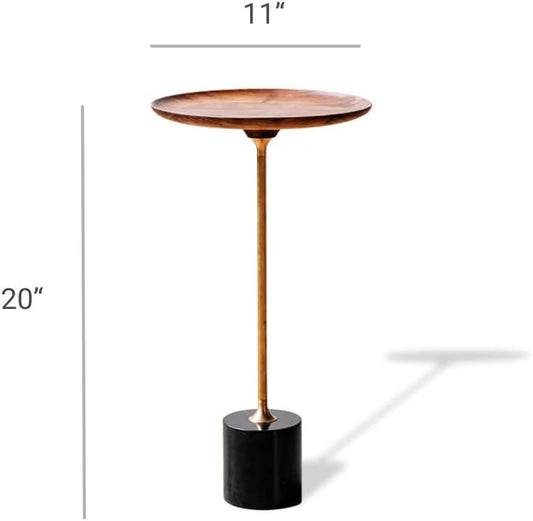 COZYMATIC Castiglia Round Side Table, Accent Pedestal Coffee Table with Wood Table Top, Small Drink Table, Pedestal Table for Living Room, Bedroom, and Small Space (Walnut)