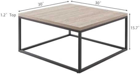 30" Square Coffee Table / Center Table, Grey Wash Oak