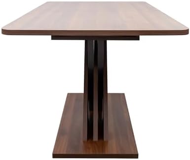 70.87'' Extendable Wood Dining Table, Modern Multifunctional Rectanglar Kitchen Dinner Table for Living Room Home Office, X-Shaped Base, Easy Assembly, Walnut