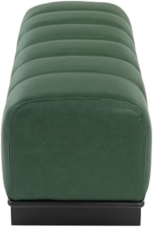 Merax 49" Indoor Dining Bench, Green PU Leather Upholstered Bench with Rubberwood & Plywood Frame, 250 lbs Capacity for Dining Room & Living Area