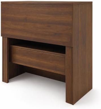JIJIWANG Convertible Fold-Out Desk with Drawers and Bookshelf, Natural