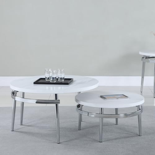 Coaster Furniture Nesting Coffee Table White and Chrome 722968