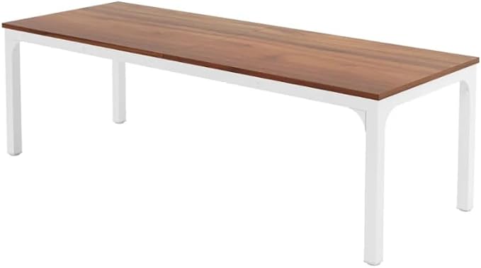 Practical Computer Desk,Rectangle Conference Table,Executive Desk(Only Table) (Brown+White + MDF+Iron)