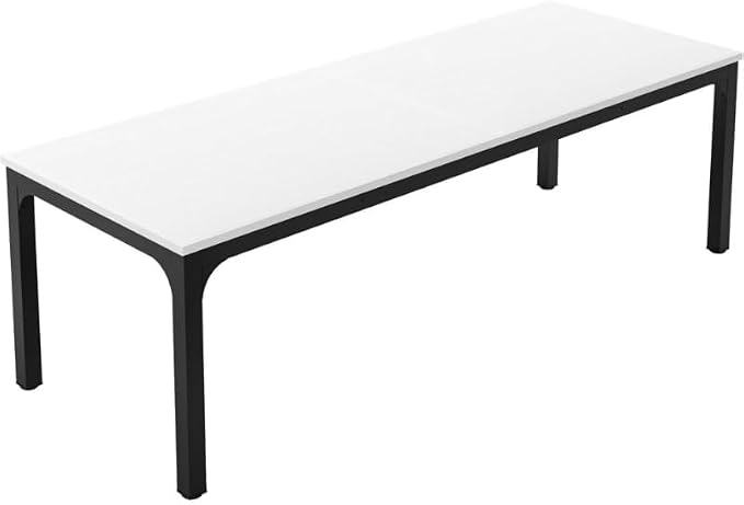 Practical Computer Desk,Rectangle Conference Table,Executive Desk(Only Table) (Black + White + MDF+Iron)