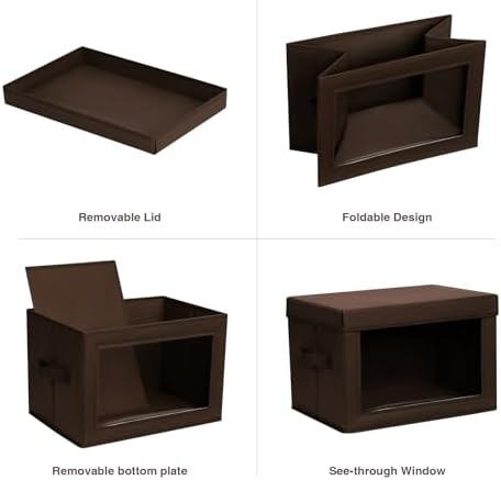 Brown Fabric Storage Bins with Lids - 6 Pack Modern Lidded-Home Storage Bins, 14 Inch. - Perfect for Clothes, Books, CD, Office Supplies