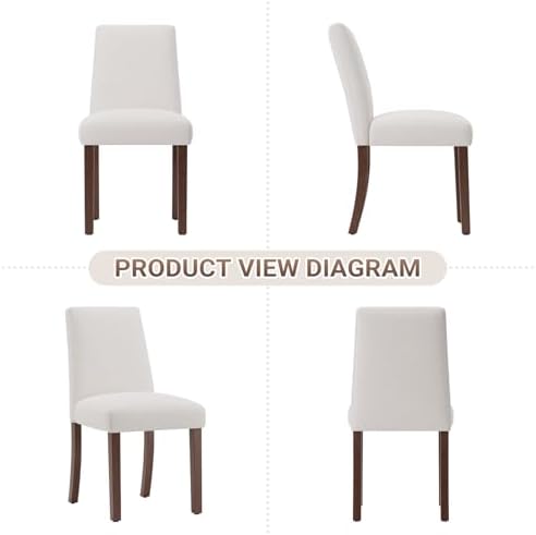 MALOL Upholstered Kitchen Chairs Set of 6, Modern Kitchen Chairs with High Back, Padded Fabric Dining Room Chair with Solid Wood Legs for Restaurant/Cafe/Home, Light Beige