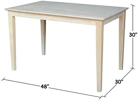 International Concepts Table Top Solid with Wood Standard Height Shaker Legs, 30 by 48-Inch, Unfinished