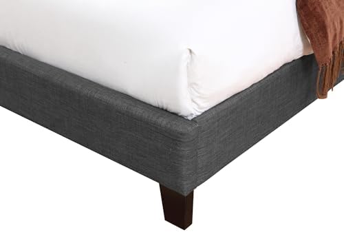 Wallace & Bay Kirby Upholstered Bed with Nailhead, Full, Dark Gray