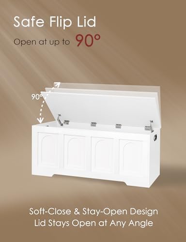 Storage Chest, Wooden Toy Box, White 50.0" L
