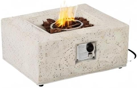 COSIEST Outdoor Propane Fire Pit Coffee Table, 28-inch Terrazzo Square Base Patio Heater w Certified, 40,000 BTU Stainless Steel Burner, Free Lava Rocks and Rain Cover