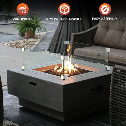 Skyflame 19" Square Fire Pit Screen Glass Wind Guard
