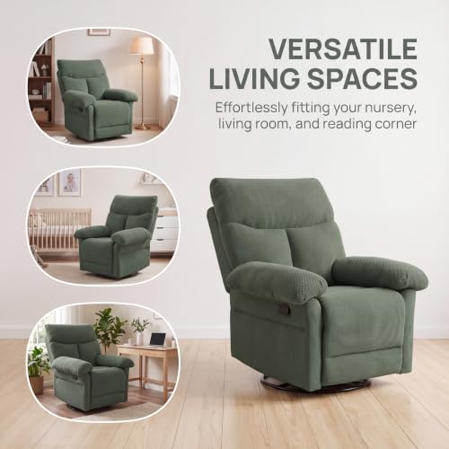 NicBex Manual 360° Swivel Rocker Recliner Chair for Living Room, Green