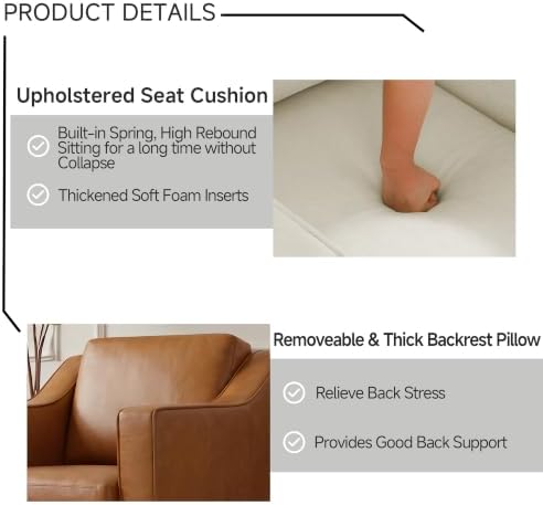 Faux Leather Swivel Accent Chairs Set of 2, Living Room Chair, Brown