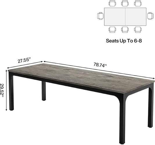 Practical Computer Desk,Rectangle Conference Table,Executive Desk(Only Table) (Black+ Gray + MDF+Iron)