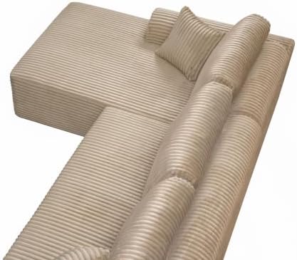 109" Camel Oversized Sectional Boneless Deep Seat Couch. Left Face Chaise