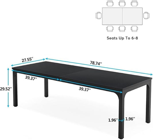 Practical Computer Desk,Rectangle Conference Table,Executive Desk(Only Table) (Black + Iron + MDF)