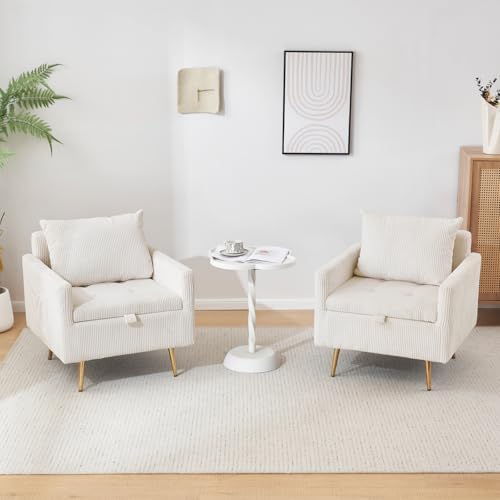 Furnimart 2 Seater Loveseat with Storage, 61" Corduroy Couch for Small Living Room, Bedroom, Tiny Homes & Lofts, Beige