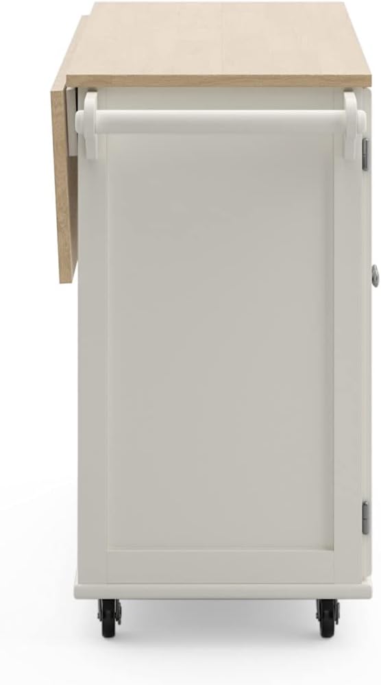 Homestyles Dolly Madison Off-White Mobile Kitchen Island Cart with Wood Drop Leaf Breakfast Bar