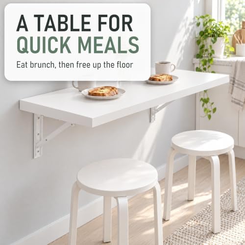Wall Mounted Desk, Murphy Desk, Wall Mounted Folding Table, 48x16 White