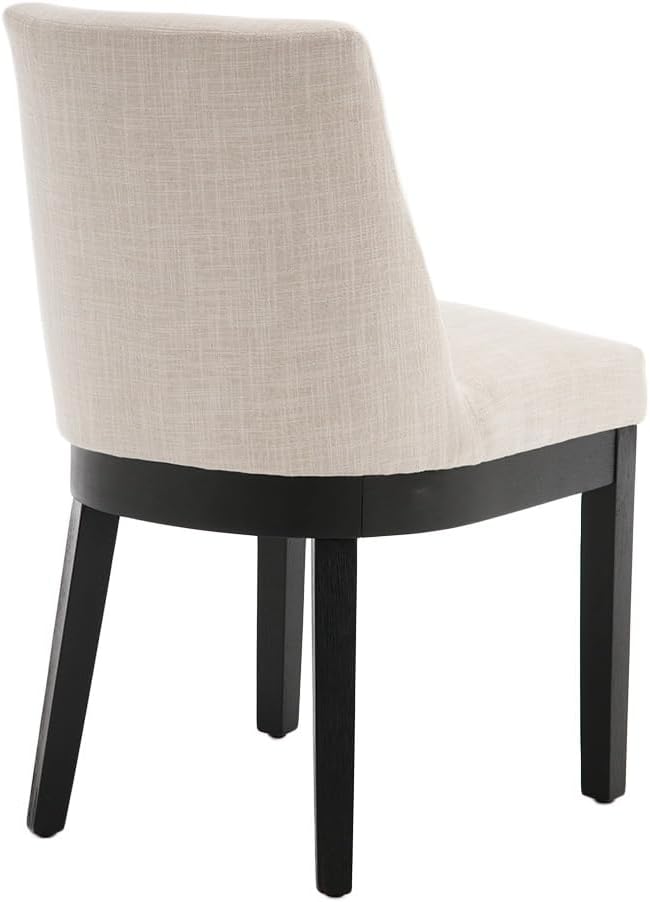 RIVOVA Upholstered Dining Chairs Set of 4, Modern Wooden Dining Room Chair Linen Fabric Kitchen Chairs Farmhouse Dinner Chair with Black Hardwood Frame, Beige