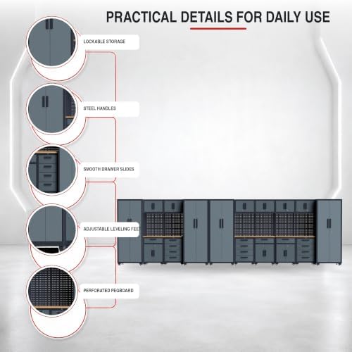 20-Pack Garage Storage Cabinet System with Workbench and Pegboard