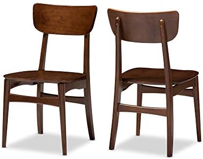 Baxton Studio Set of 2 Netherlands Mid-Century Modern Scandinavian Style Dark Walnut Bentwood Dining Side Chairs