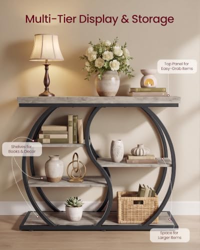 VASAGLE 39.4 Inchs Entryway Table, 5-Tier Console Table, Narrow Sofa Table