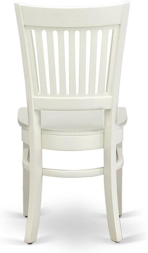 East West Furniture VAC-LWH-W Vancouver Dining Chairs - Slat Back Wood Seat Kitchen Chairs, Set of 2, Linen White