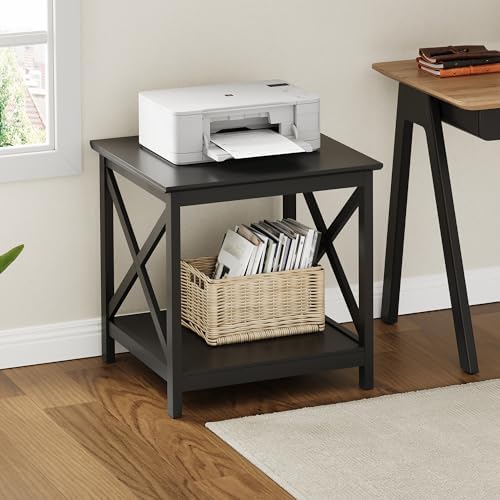 ChooChoo End Table, 24 Inch End Table with 2-Tier Storage Shelf